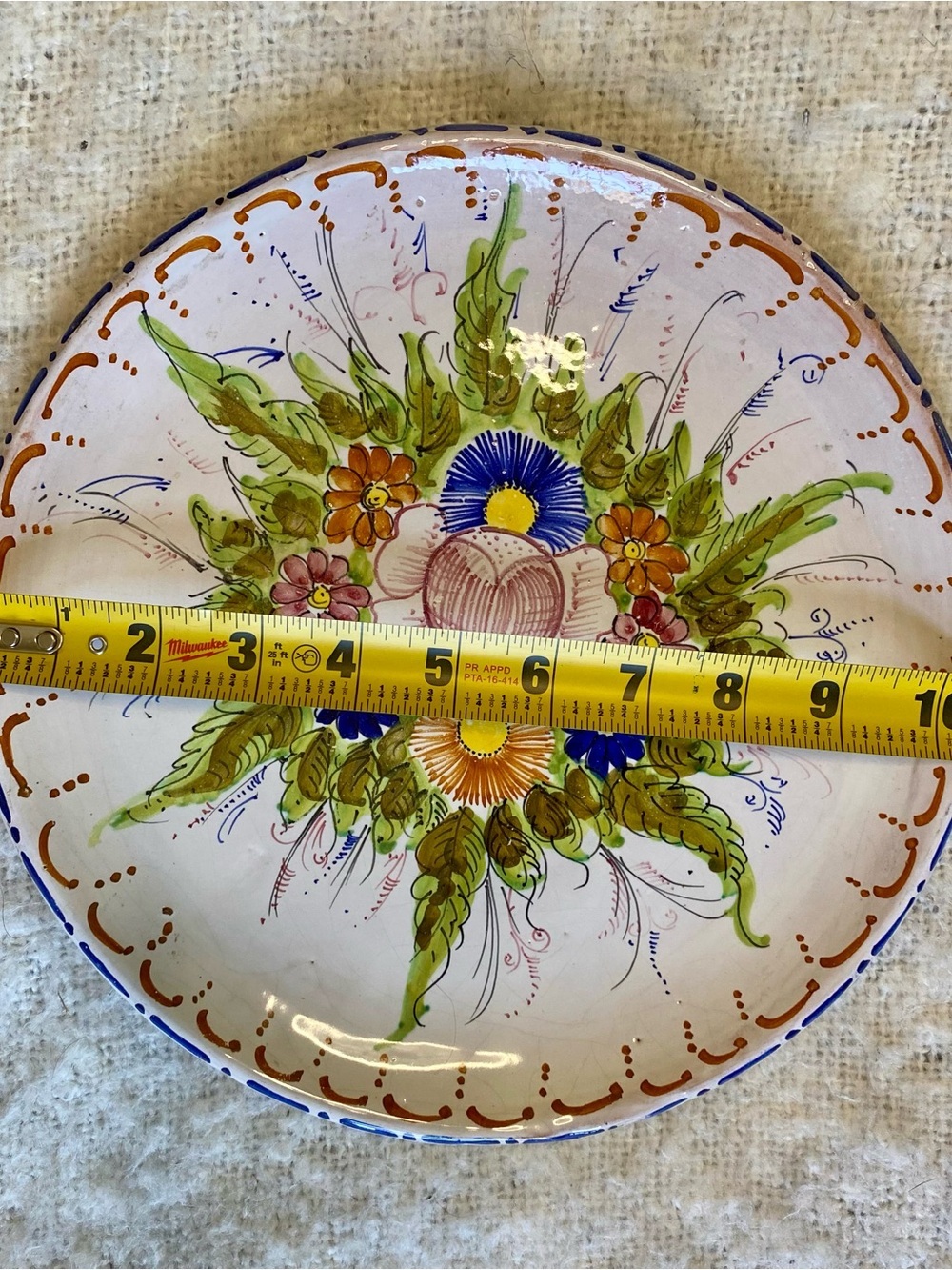 VTG Italian Majolica Floral Design 10.5" Wall Plate Cottagecore Grandmacore - Picture 4 of 5